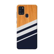 Black And White Wooden Samsung A21s Back Cover