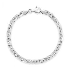 Sterling Silver 4.6mm Anchor Bracelet Diamond Cut
