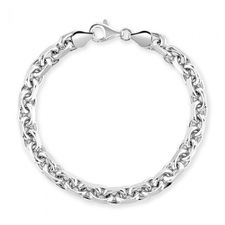 Sterling Silver 6.3mm Anchor Bracelet Diamond Cut