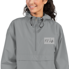 Grey Embroidered Fit Kitty Champion Packable Jacket