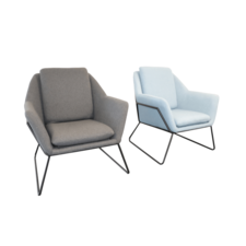 Cardinia Single Arm chair Blue & Charcoal Ash Fabric