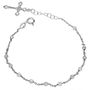 Sterling Silver Rosary Cross Beaded Trace Bracelet Extendable