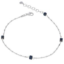 Sterling Silver Cube Bead Cylinder Extendable Trace Bracelet