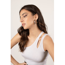 Lana Medium Sized Chunky Hoop Earrings in Silver