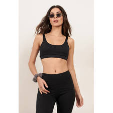 Cut Out Back Sports Bra in Black