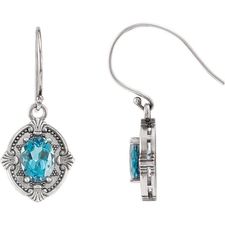 Sterling Silver Swiss Blue Topaz Earrings