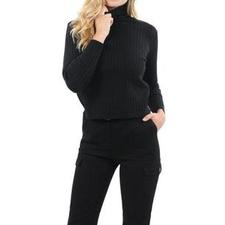 Roxbury Ribbed Turtleneck Sweater - Black-Made By Luxe