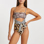  animal bandeau cut out swimsuit