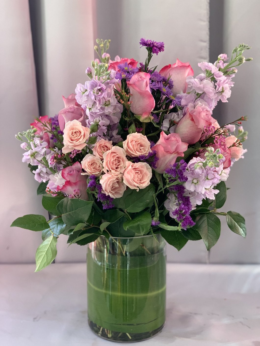 Mix of pink and purple flowers