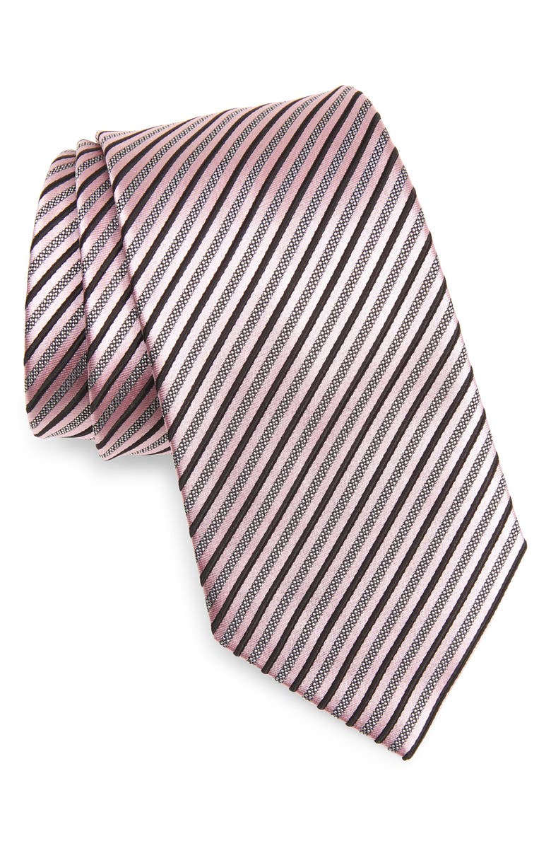 ERMENEGILDO ZEGNA Rasi Stripe Silk Tie, Main, color, STRIPES PINK