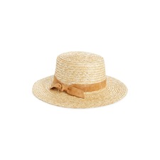 SAN DIEGO HAT Faux Leather Band Gondolier Hat, Main, color, NATURAL