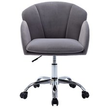 Gray Velvet Office Chair on Wheels, Modern Home Ergonomic Chair Desk Task Chair for Girls, Adjustable Height Swivel Accent Chair Computer Desk Chair, Rolling Vanity Chair with Mid Back, Q16695