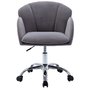 Gray Velvet Office Chair on Wheels, Modern Home Ergonomic Chair Desk Task Chair for Girls, Adjustable Height Swivel Accent Chair Computer Desk Chair, Rolling Vanity Chair with Mid Back, Q16695