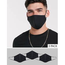 ASOS DESIGN 3 pack face covering in black jersey, 1 of 4