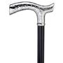 Embossed Chrome Men's Fritz cane, shiny black wood shaft 36