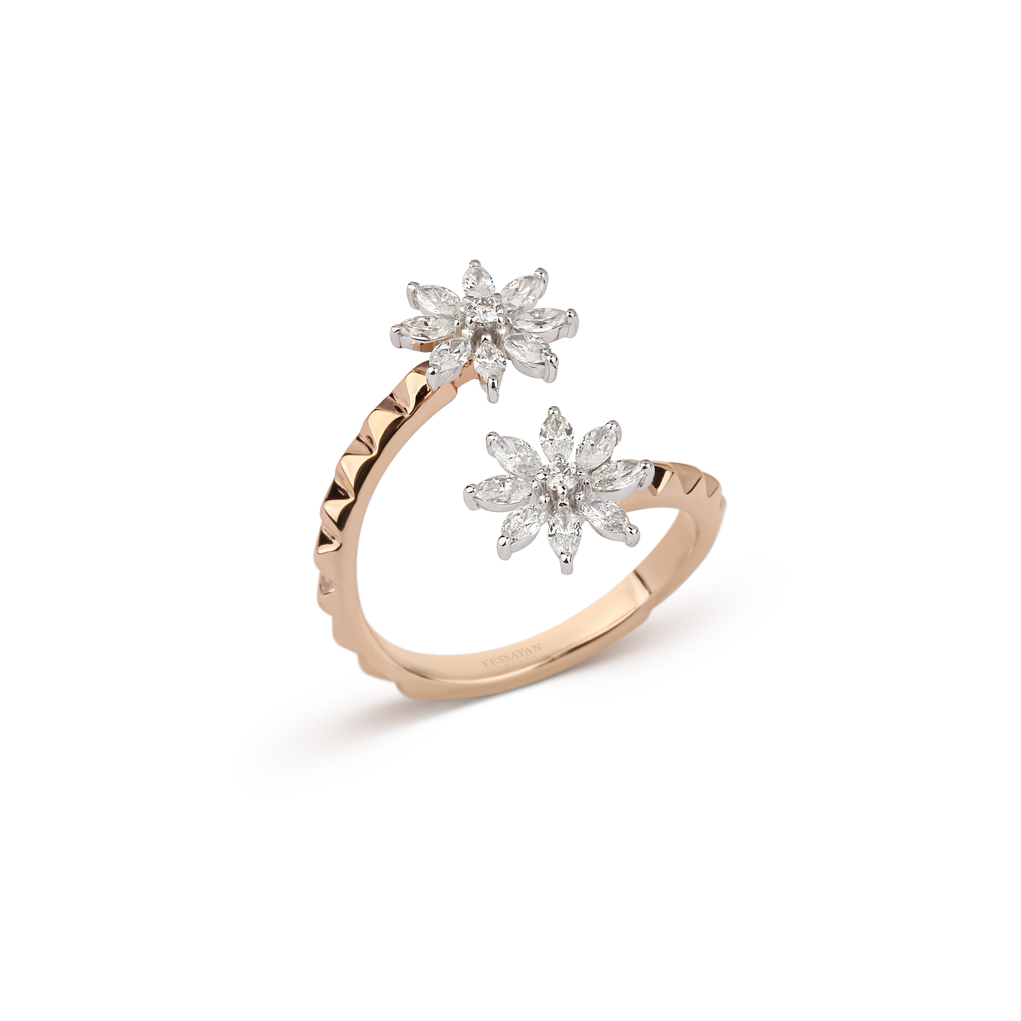 Floral Diamond Studded Ring