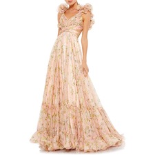 MAC DUGGAL Floral Chiffon Cutout Ballgown, Main, color, PINK MULTI