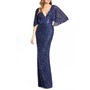 MAC DUGGAL Beaded Capelet Sleeve Column Gown, Main, color, MIDNIGHT