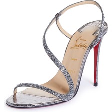 CHRISTIAN LOUBOUTIN Rosalie Crystal Embellished Slingback Sandal, Main, color, CHROME/ LIN PEWTER