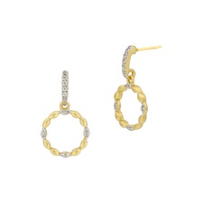 FREIDA ROTHMAN Armor of Hope Small Open Hoop Earrings, Main, color, GOLD AND SILVER