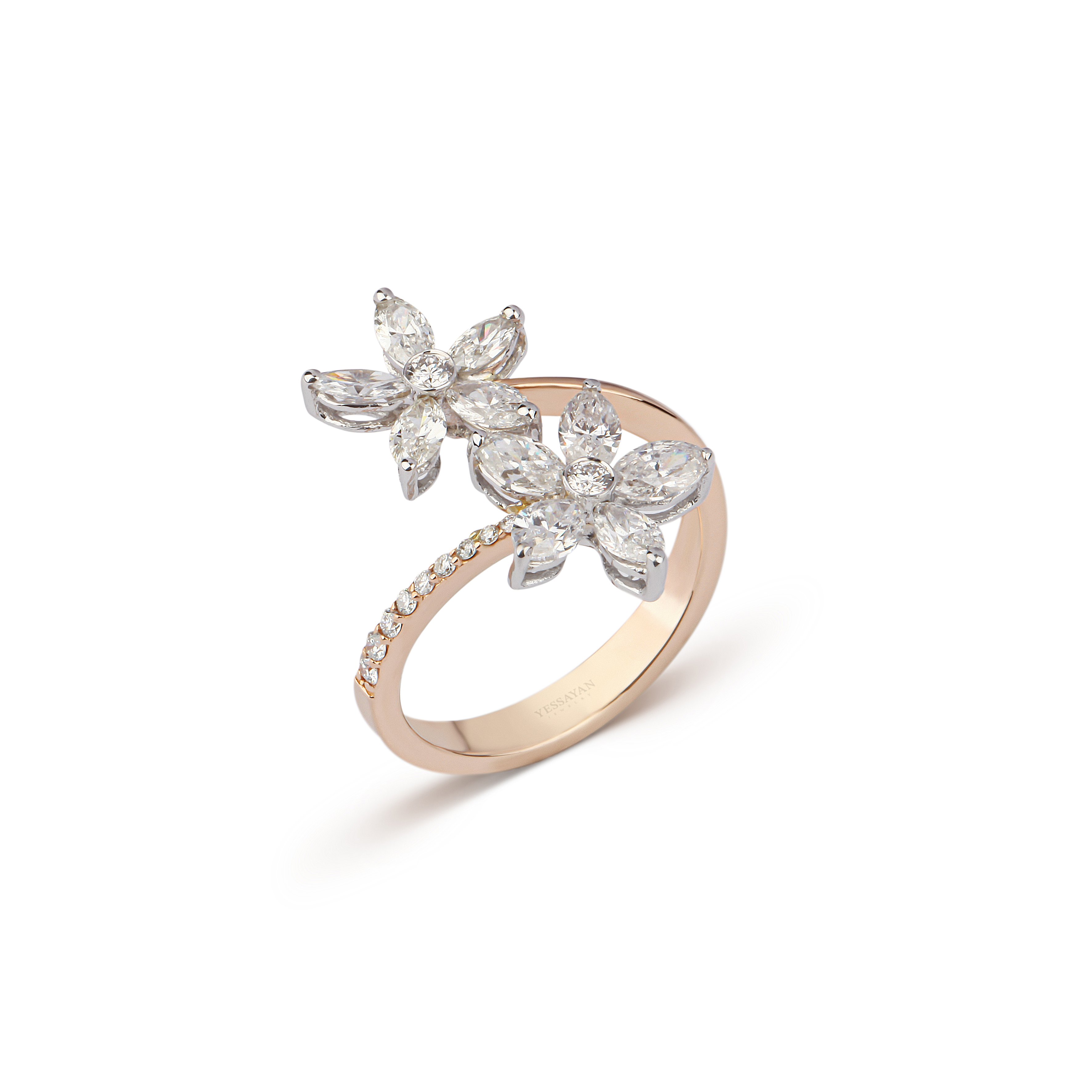 Floral Open Band Diamond Ring