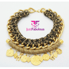 Handmade Necklace-Crochet Chain With Climbing Cord and Charms