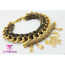 Handmade Necklace-Crochet Chain With Climbing Cord and Charms