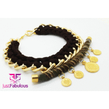 Handmade Necklace-Crochet Chain With Climbing Cord and Charms