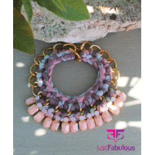 Handmade Statement Necklace-Crochet Chain with Teardrop Cup Chain