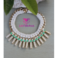 Handmade Statement Necklace-Crochet Chain with Teardrop Cup Chain