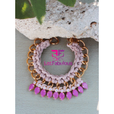 Handmade Statement Necklace-Crochet Chain with Teardrop Cup Chain