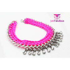 Handmade Statement Necklace-Crochet Chain with Teardrop Cup Chain