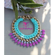 Handmade Statement Necklace-Crochet Chain with Teardrop Cup Chain