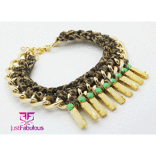 Handmade Statement Necklace-Crochet Chain with Teardrop Cup Chain