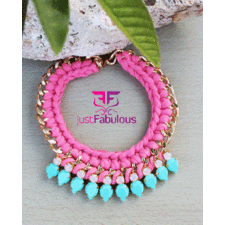 Handmade Statement Necklace-Crochet Chain with Teardrop Cup Chain