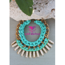 Handmade Statement Necklace-Crochet Chain with Teardrop Cup Chain