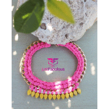 Handmade Statement Necklace-Crochet Chain with Teardrop Cup Chain