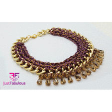 Handmade Statement Necklace-Crochet Chain with Teardrop Cup Chain