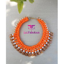 Handmade Statement Necklace-Crochet Chain with Teardrop Cup Chain