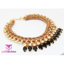 Handmade Statement Necklace-Crochet Chain with Teardrop Cup Chain