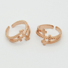 Brass Mid Knuckle Rings - Cross