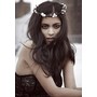 WHITE FLORAL AND BLACK IVY TRIM HEAD CROWN/GARLAND 