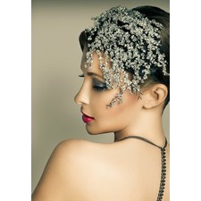 GREAT GATSBY 20'S STYLE CRYSTAL ELUSION FASCINATOR HEADPIECE