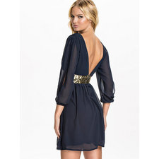 Split Sleeve Sequin Waistband Dress - Club L - Blue/Gold - Party Dresses - Clothing - Women - Nelly.com