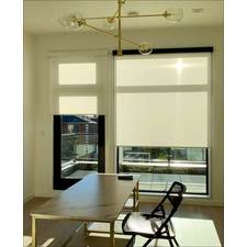 1% Openness Indoor/Outdoor Solar Shades with Premium Cassette Fascia in Home Office