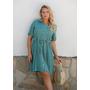 Women's Button Mint Green Linen Dress