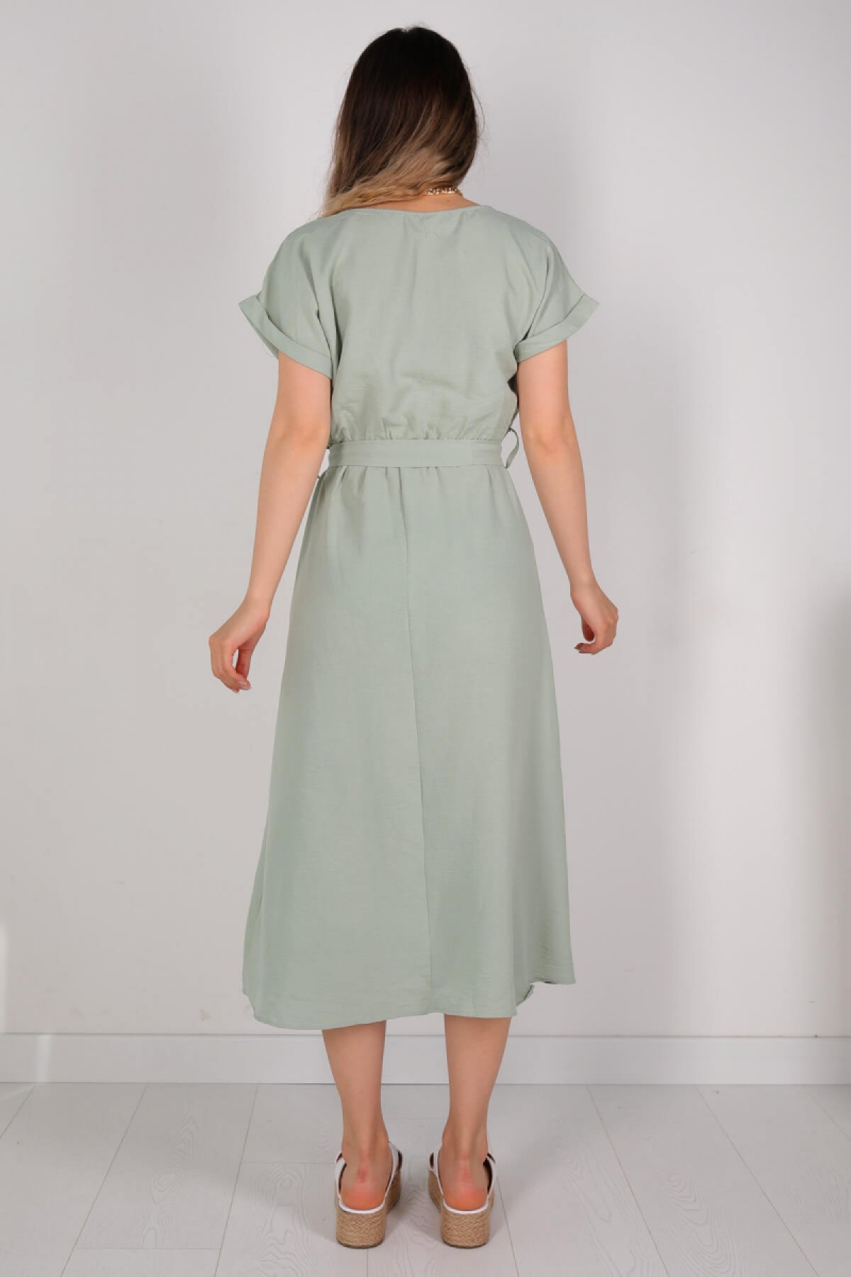 Women's Belted Mint Green A...