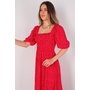 Women's Elastic Waist Frill Red Dress