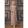 Women's Patterned Ecru Modest Dress