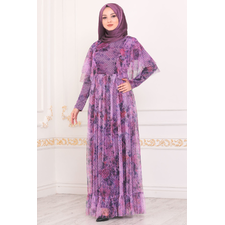 Women's Patterned Purple Dress
